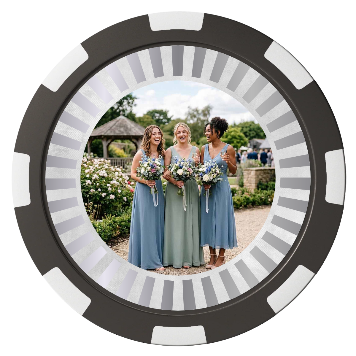 Be My Bridesmaid Simple Composite Poker Chips - Black / 8 Spot - Back