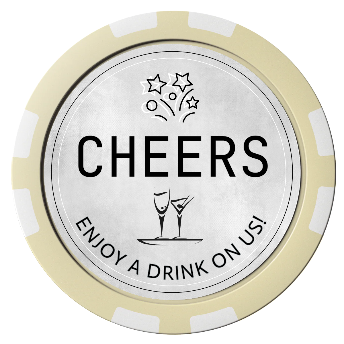 Chique Wedding Token Composite Poker Chips - Ivory / 8 Stripe - Front