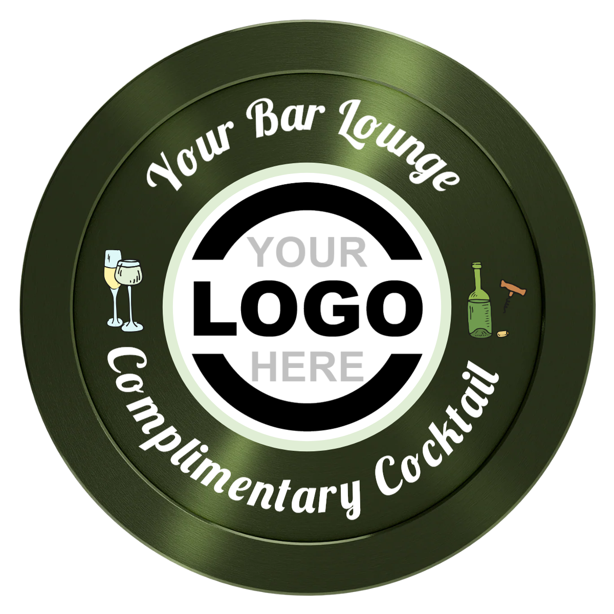 Fancy Drink Aluminum Poker Chips - Green - Back
