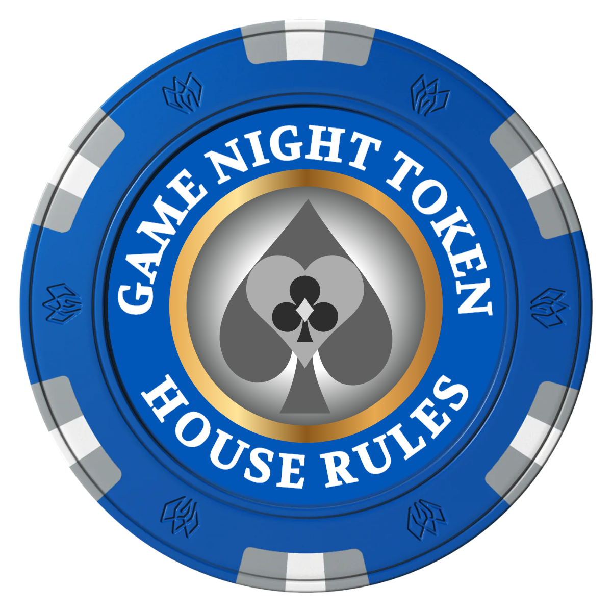 Stacked Suits Clay Poker Chips - Blue / 6 Spot Gem / 43mm - Front