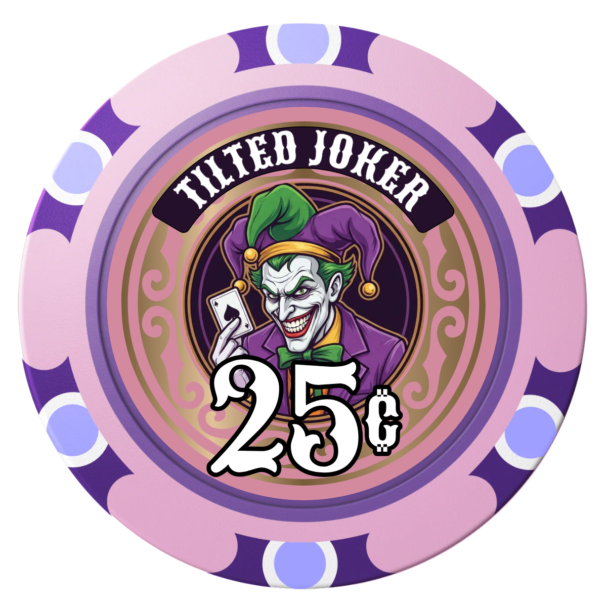 Tilted Joker Clay Poker Chips - Pink / Monte Carlo / 40mm - Front