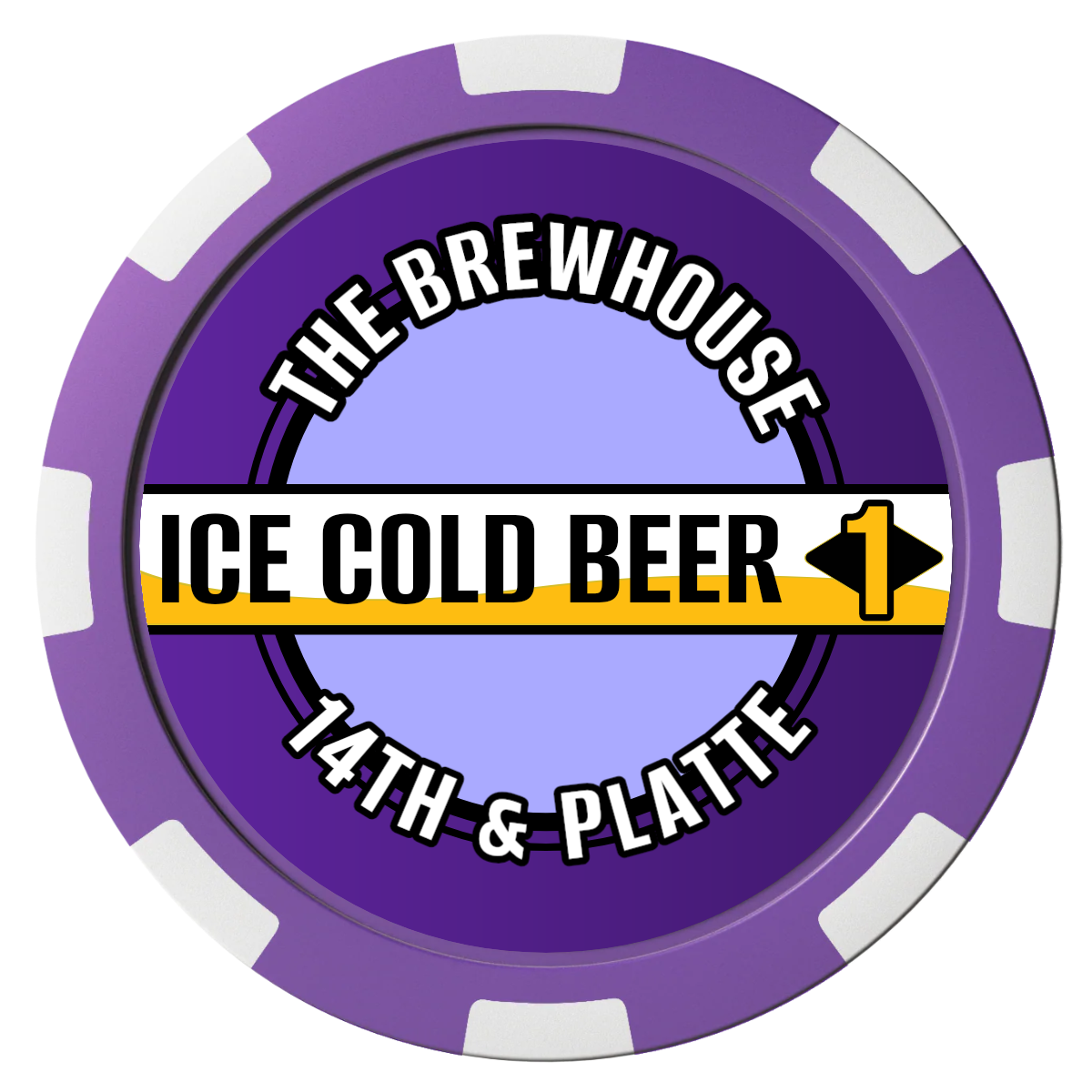 Ice Cold Beer Drink Token Composite Poker Chips - Purple / 8 Spot - Front