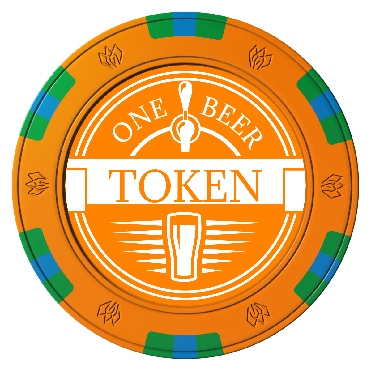 Tap Out Clay Poker Chips - Orange / 6 Spot Gem / 40mm - Front