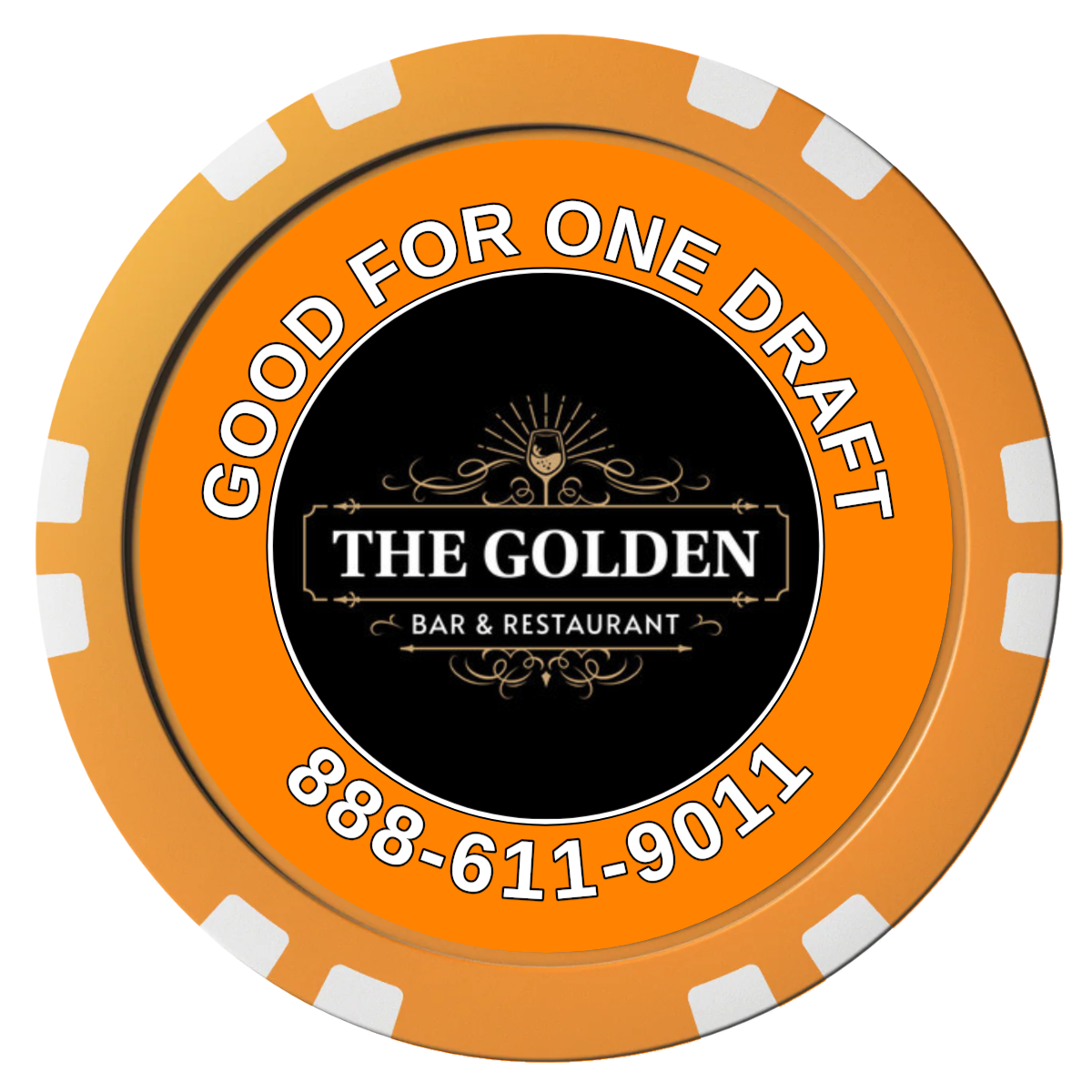 Branded Logo Bar Drink Token Composite Poker Chips - Orange / Double Stripe - Front