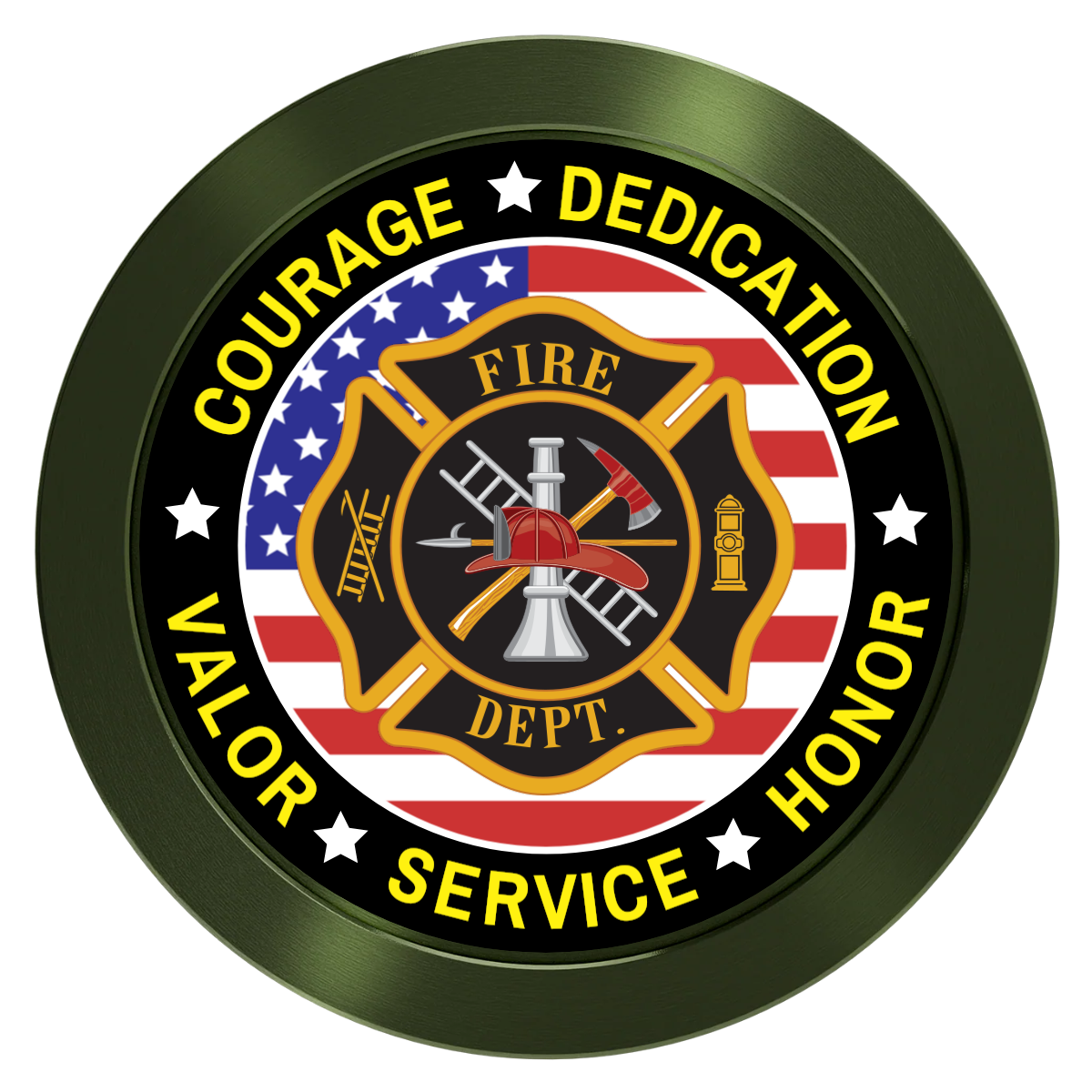 Firefighter Maltese Cross Aluminum Poker Chips - Green - Back