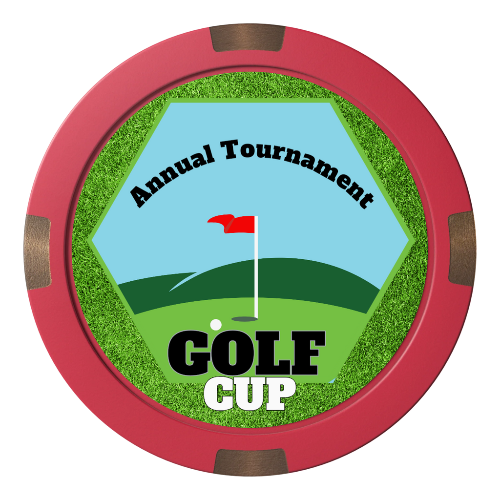 Golf Cup Composite & Metal Hybrid Poker Chips - Red - Back