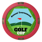 Golf Cup Composite & Metal Hybrid Poker Chips - Red - Back
