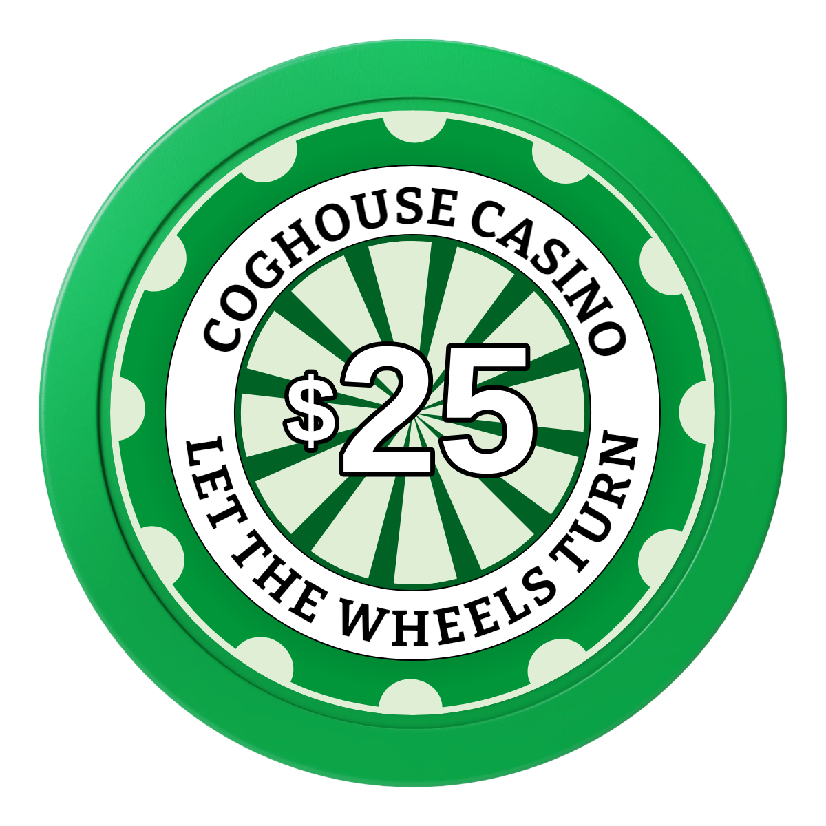 Cog House 2" Oversized Poker Chips - Green - Front