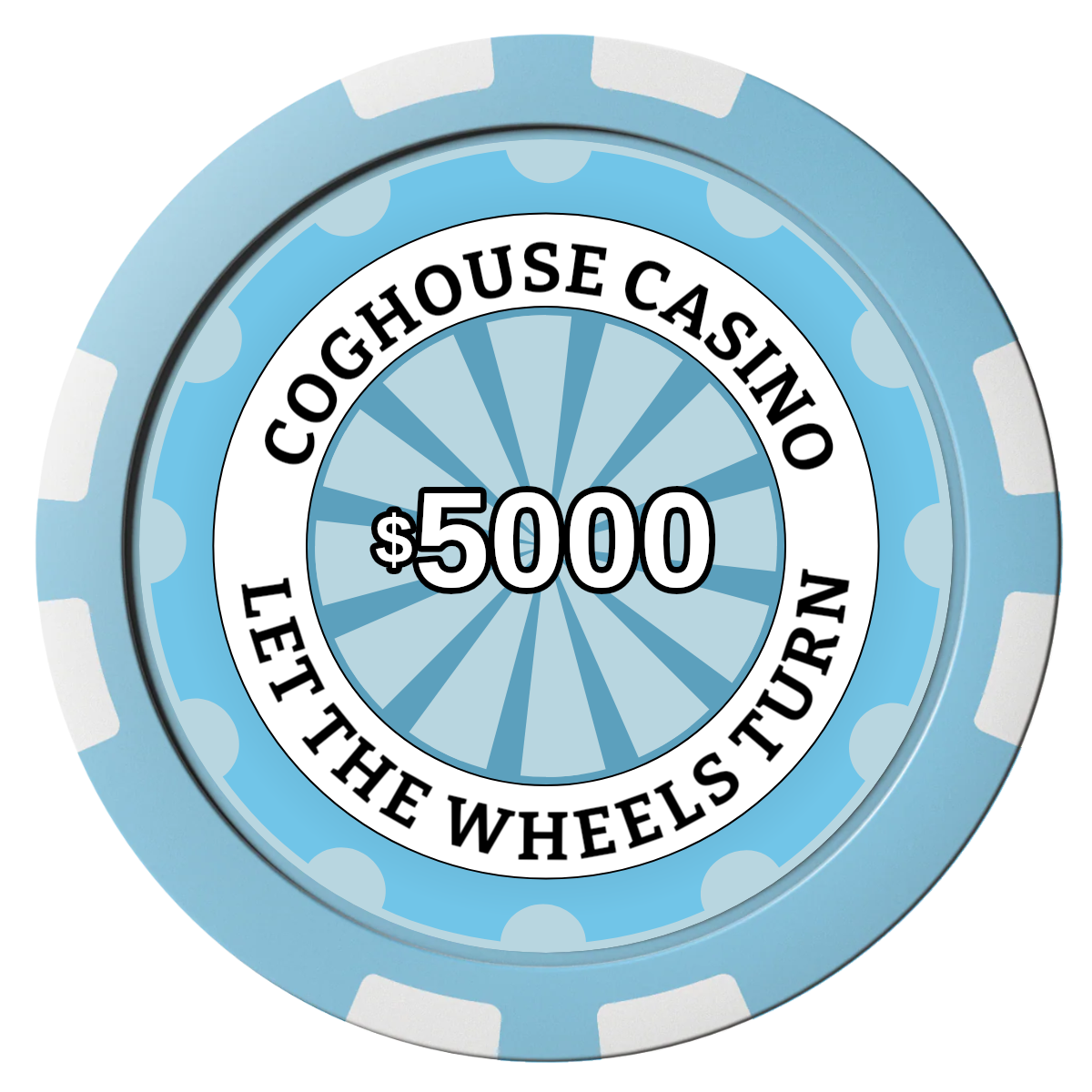 Cog House Composite Poker Chips - Light Blue / 8 Stripe - Front