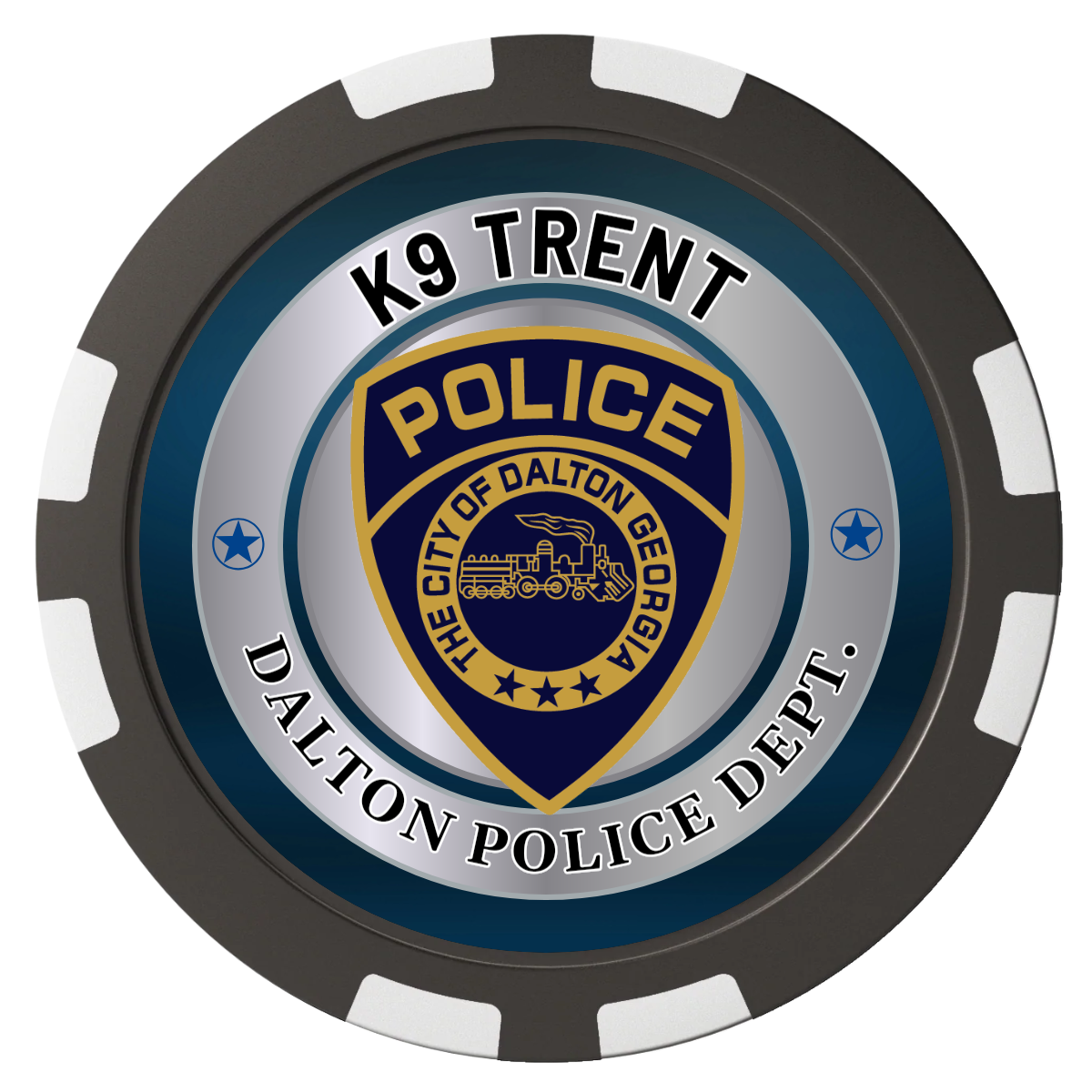 K-9 Trent Composite Poker Chips - Black / 8 Stripe - Back