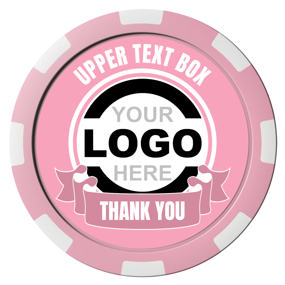 Lower Banner Composite Poker Chips - Pink / 8 Spot - Front