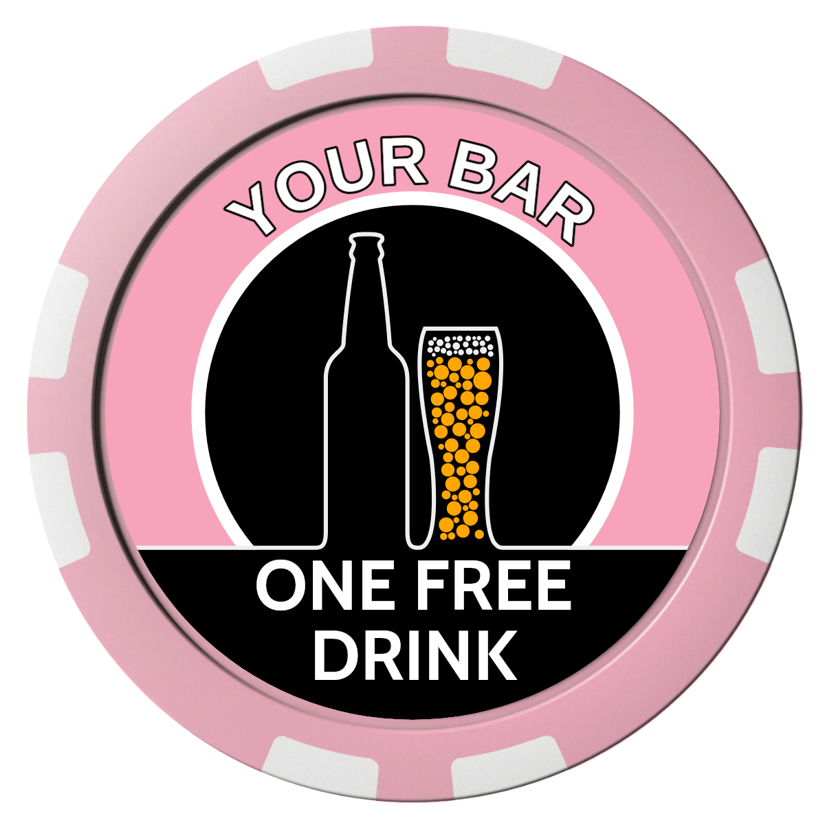 Beer and Glass Composite Poker Chips - Pink / 8 Stripe - Front