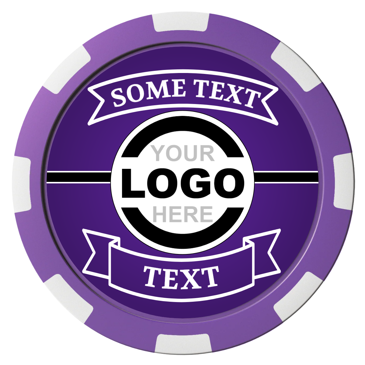 Double Banner Composite Poker Chips - Purple / 8 Spot - Front