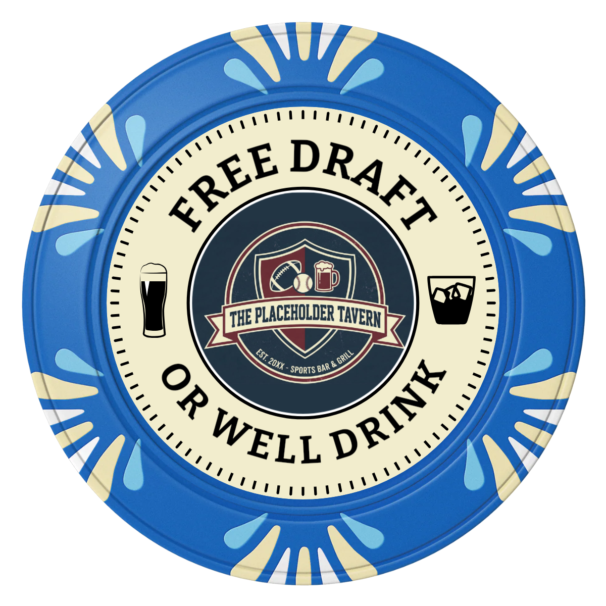 Beer Shop Clay Poker Chips - Blue / Macau / 40mm - Back