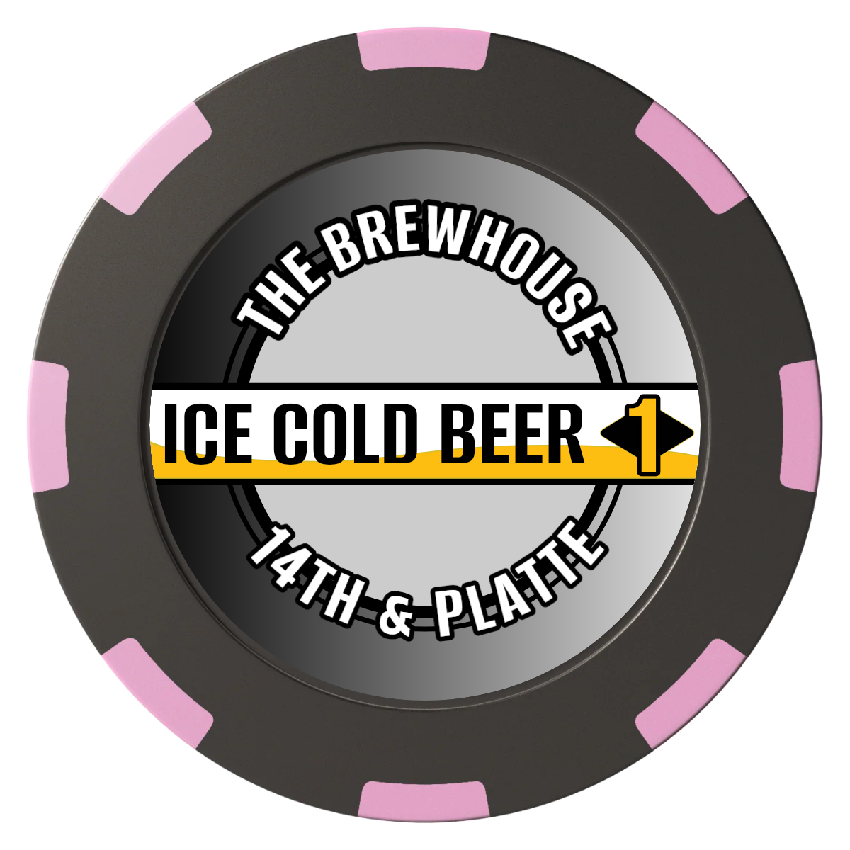 Ice Cold Beer Drink Token Clay Poker Chips - Black / 8 Spot (2 Tone) / 40mm - Front