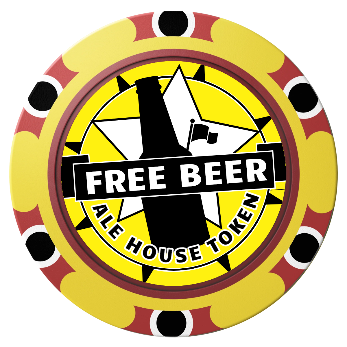 Free Beer Drink Clay Poker Chips - Yellow / Monte Carlo / 40mm - Front