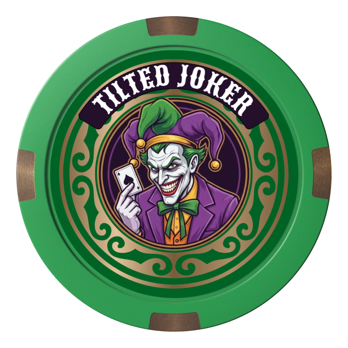 Tilted Joker Composite & Metal Hybrid Poker Card Protectors - Green - Back