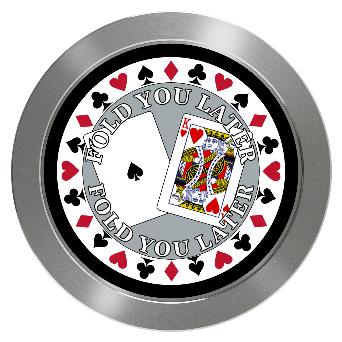 AK Big Slick Aluminum Poker Card Guards - Silver - Front