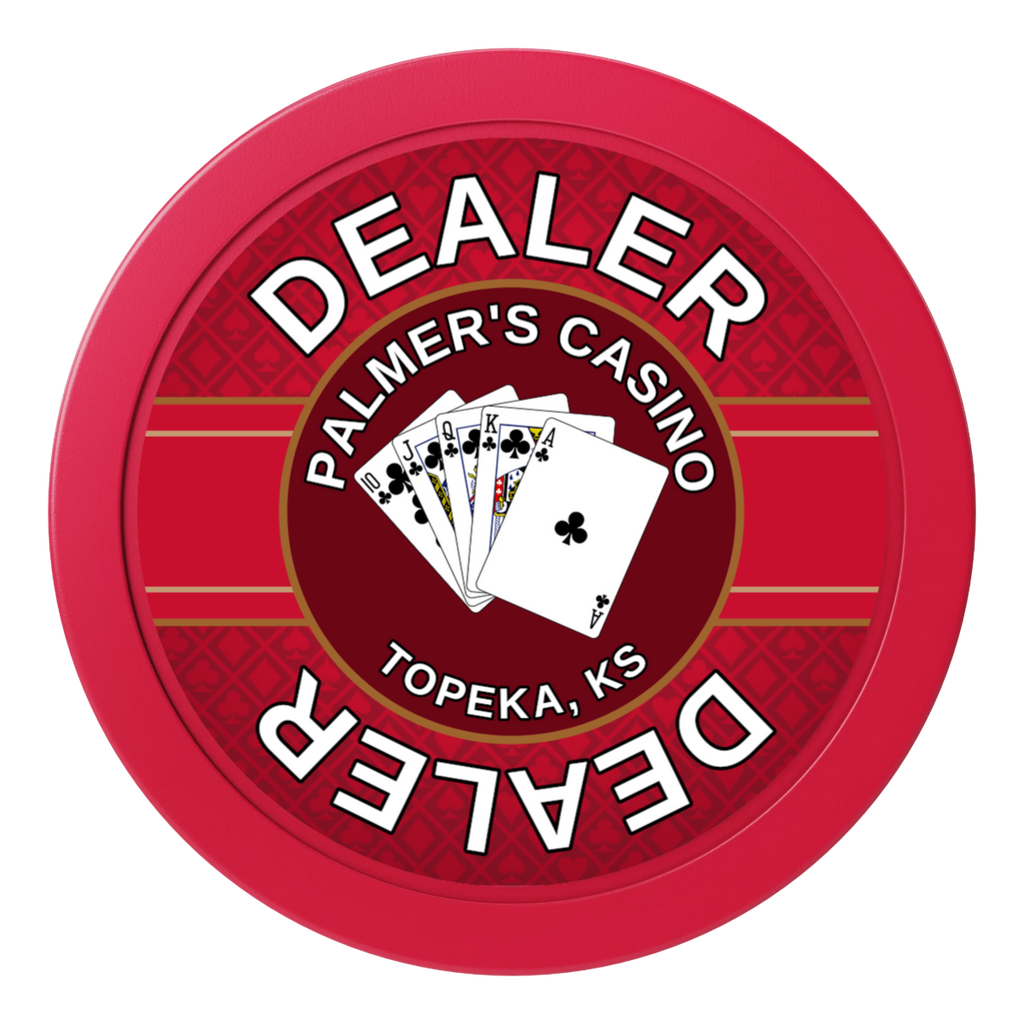Palmer's Casino 2" Composite Dealer Button - Red - Front