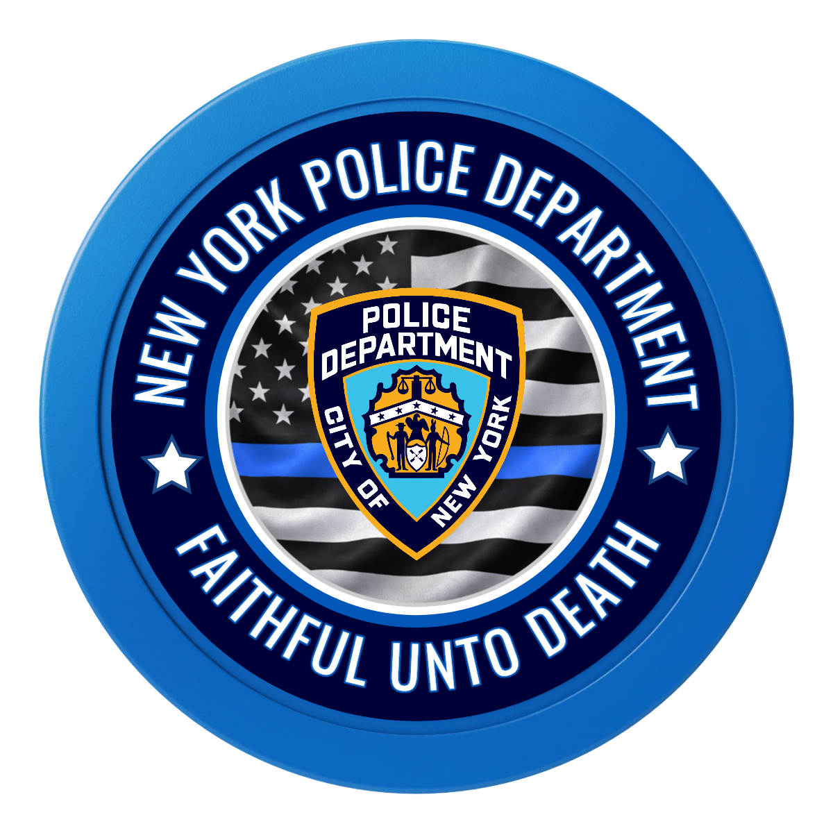 NYPD Safe and Fair 2" Oversized Poker Chips - Blue - Front