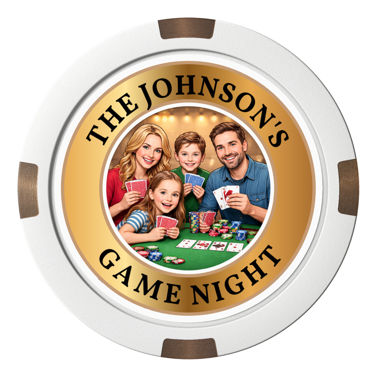 Family Game Night Composite & Metal Hybrid Poker Chips - White - Back