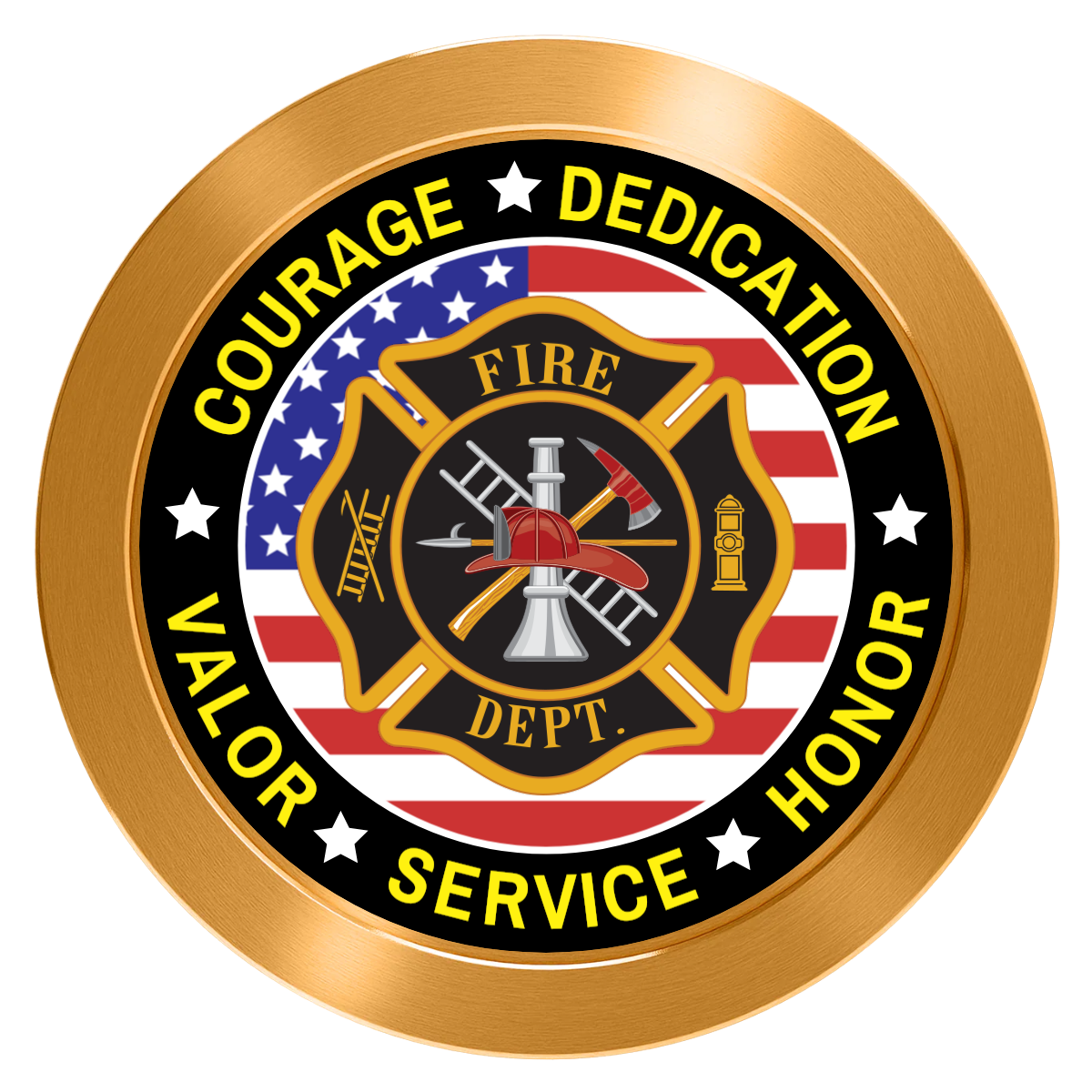 Firefighter Maltese Cross Aluminum Poker Chips - Gold - Back