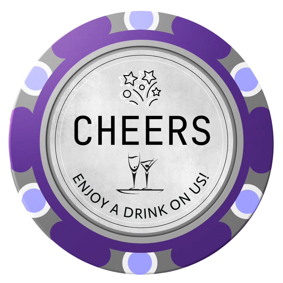 Chique Wedding Token Clay Poker Chips - Purple / Monte Carlo / 40mm - Front