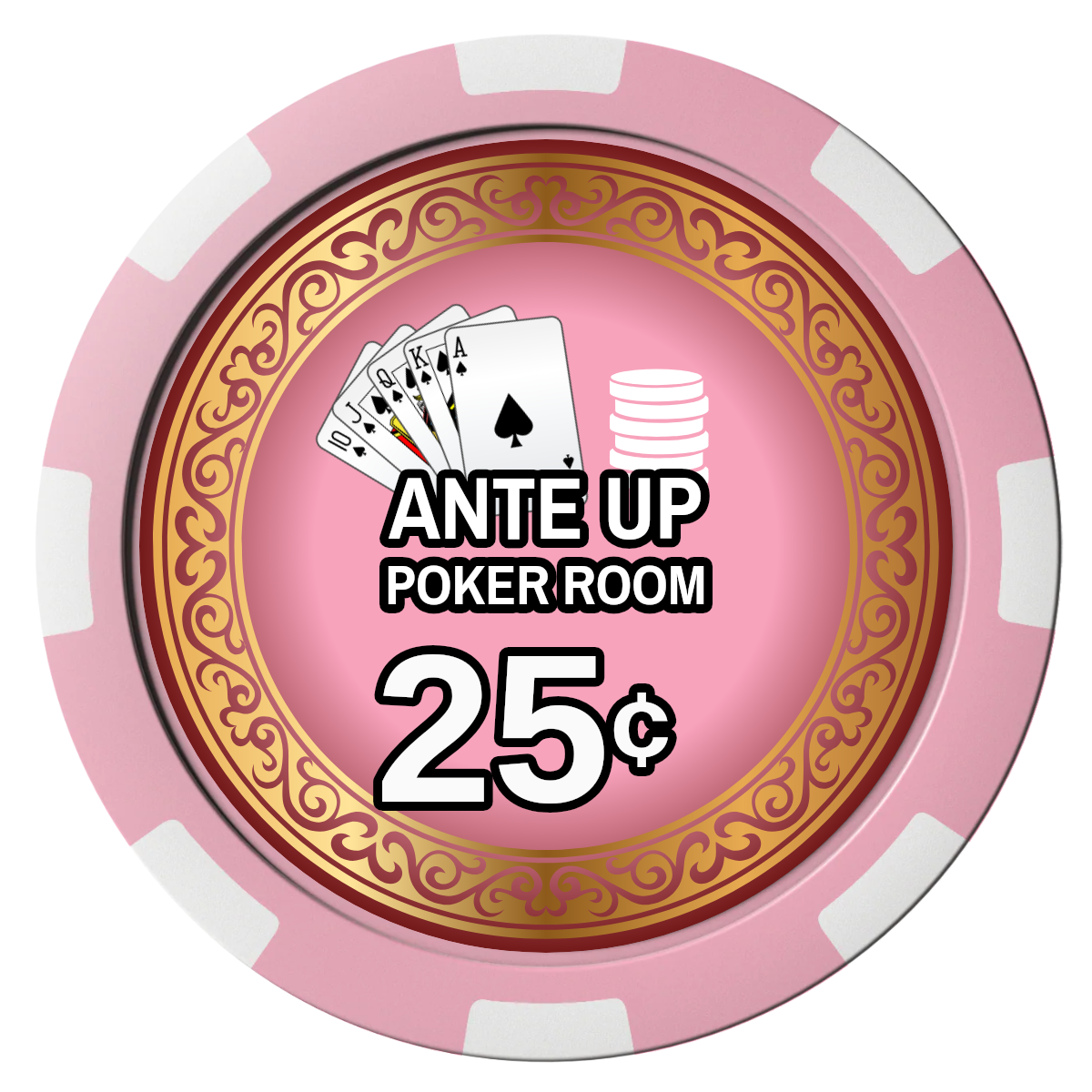 Ante Up Poker Room Composite Poker Chips - Pink / 8 Spot - Front