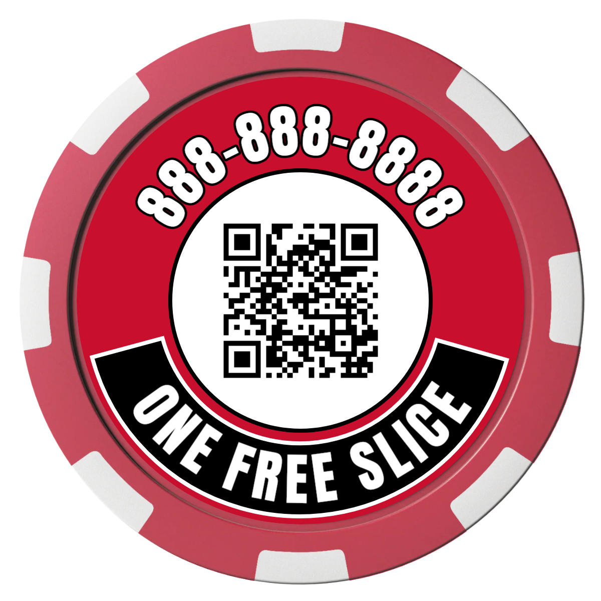 Brew Pub or Pizzeria with Logo Magnetic Composite Poker Chips - Red / 8 Spot - Back