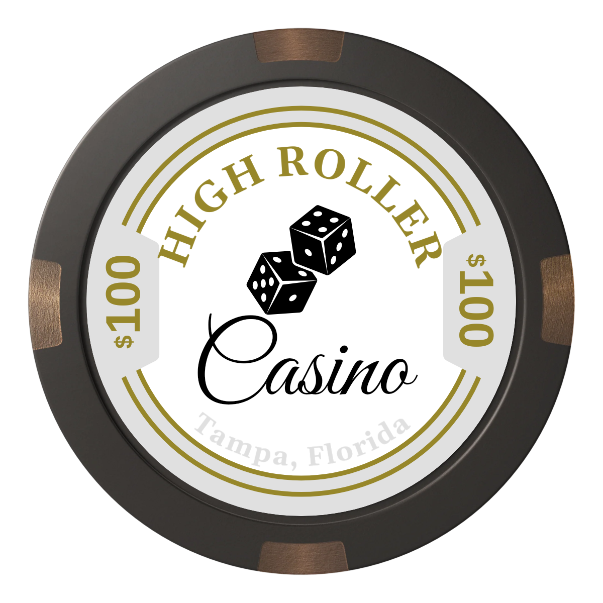 High Roller Casino Composite & Metal Hybrid Poker Chips - Black - Back