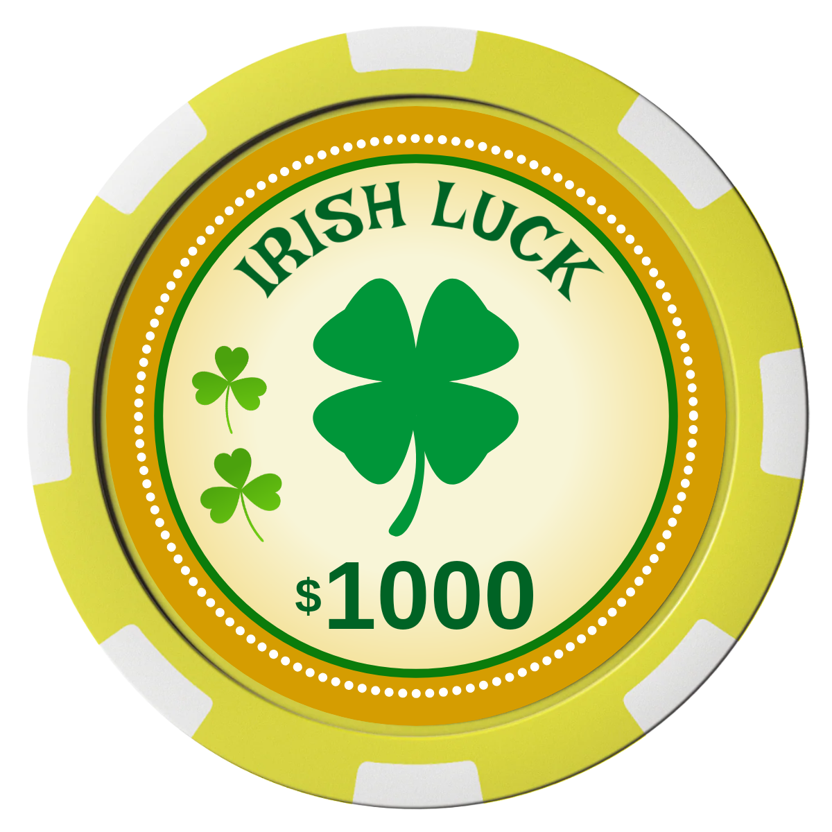 Irish Luck Composite Poker Chips - Yellow / 8 Spot - Front