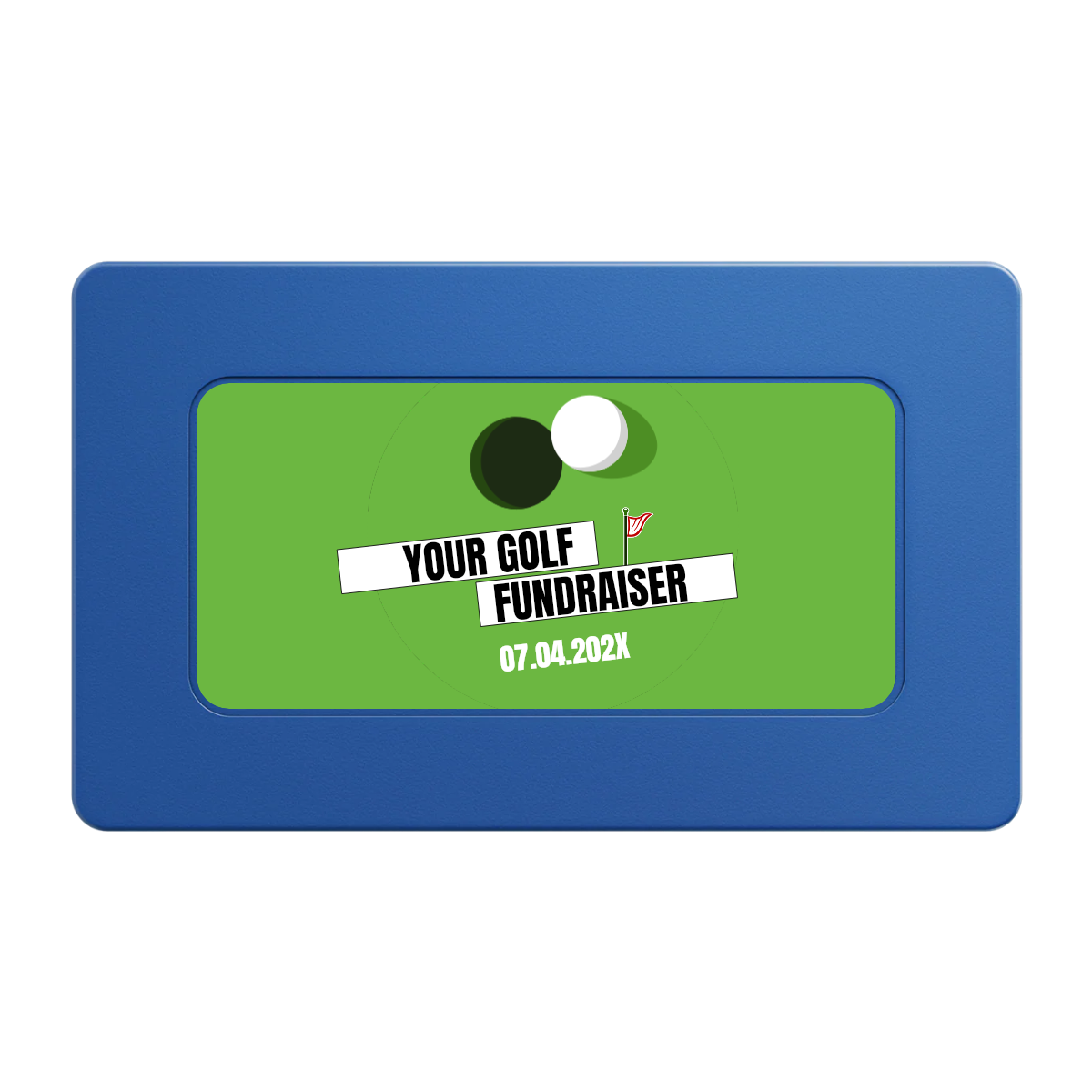 Putting Around Tournament Rectangular Poker Chip Plaques - Blue - Back