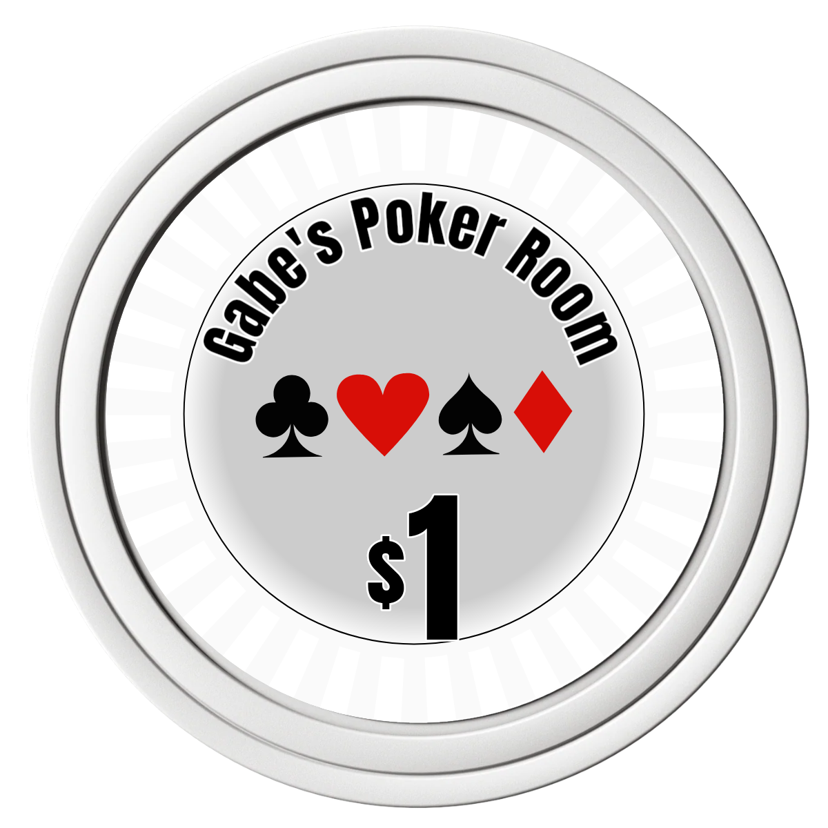 Gabe's Poker Room Composite Poker Chips - White / Solid - Front