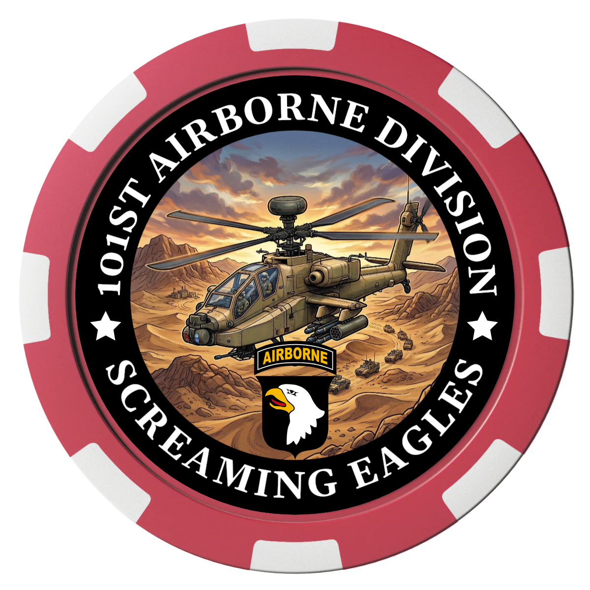 Army Airborne Magnetic Composite Poker Chips - Red / 8 Spot - Front