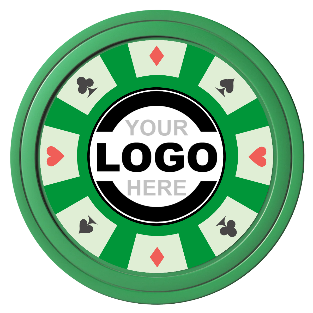 Suit 8 Your Logo Composite Poker Chips - Green / Solid - Front