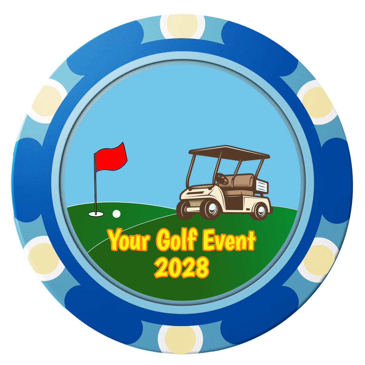 Going Golfing Today Clay Poker Chips - Blue / Monte Carlo / 40mm - Front
