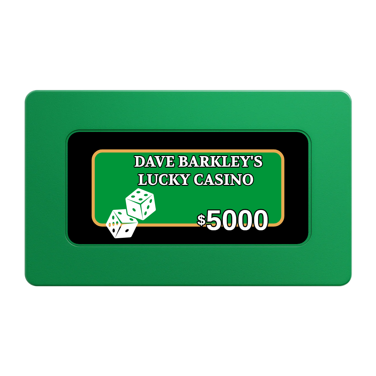 Dave's Lucky Casino Rectangular Poker Chip Plaques - Green - Front