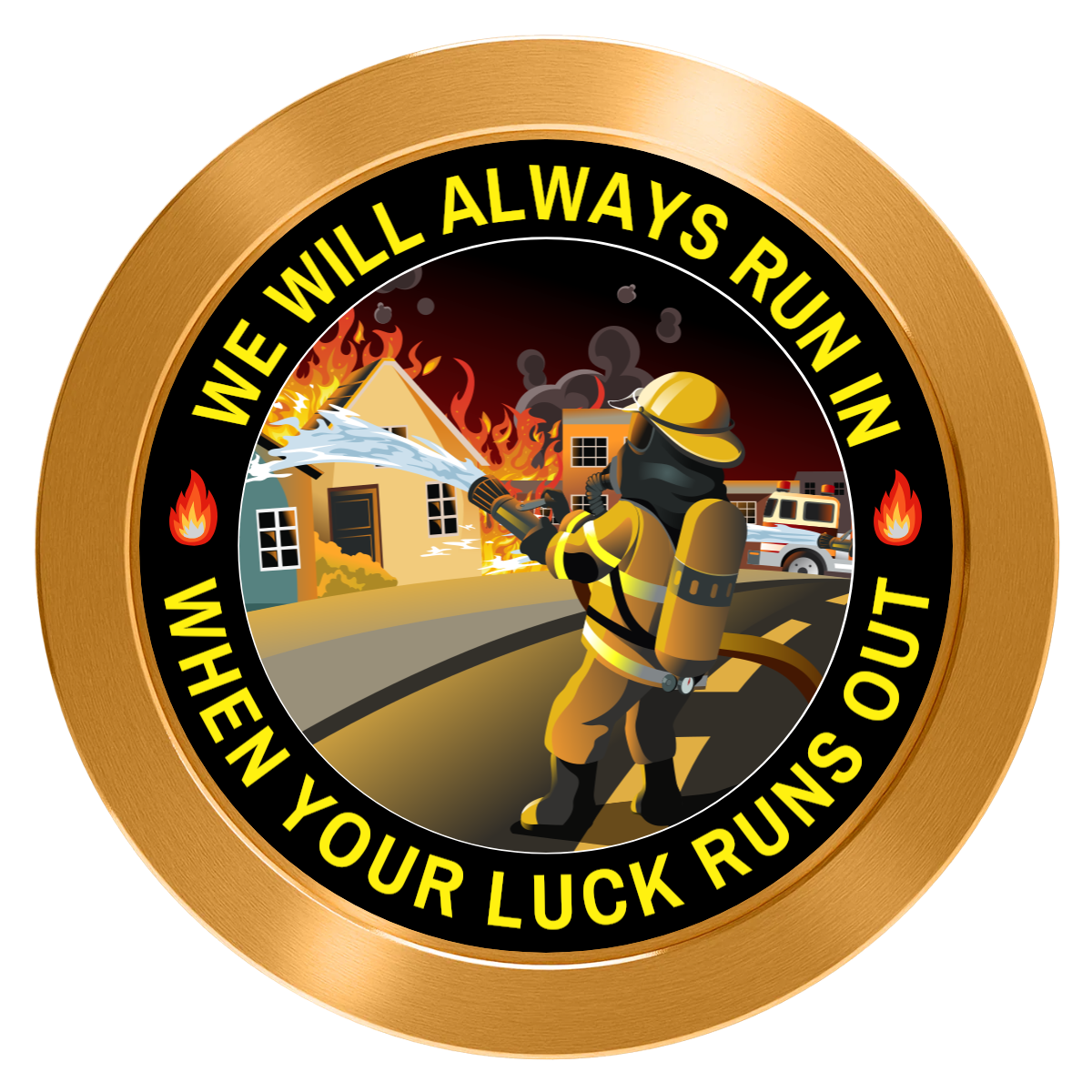 Firefighter Maltese Cross Aluminum Poker Chips - Gold - Front