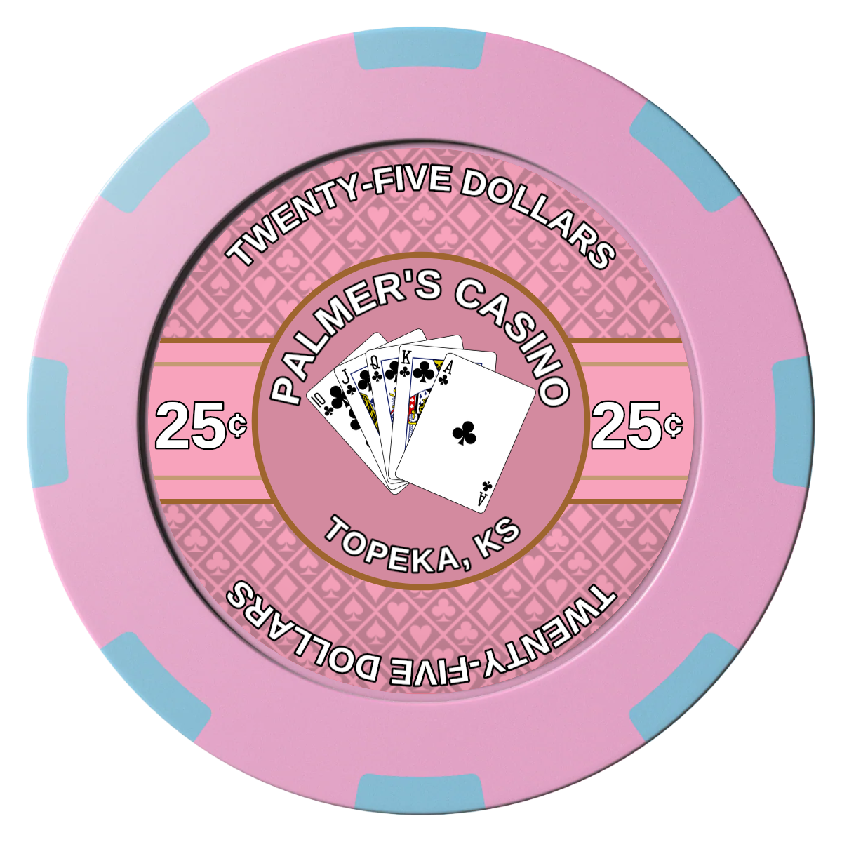 Palmer's Casino Clay Poker Chips - Pink / 8 Spot (2 Tone) / 40mm - Front