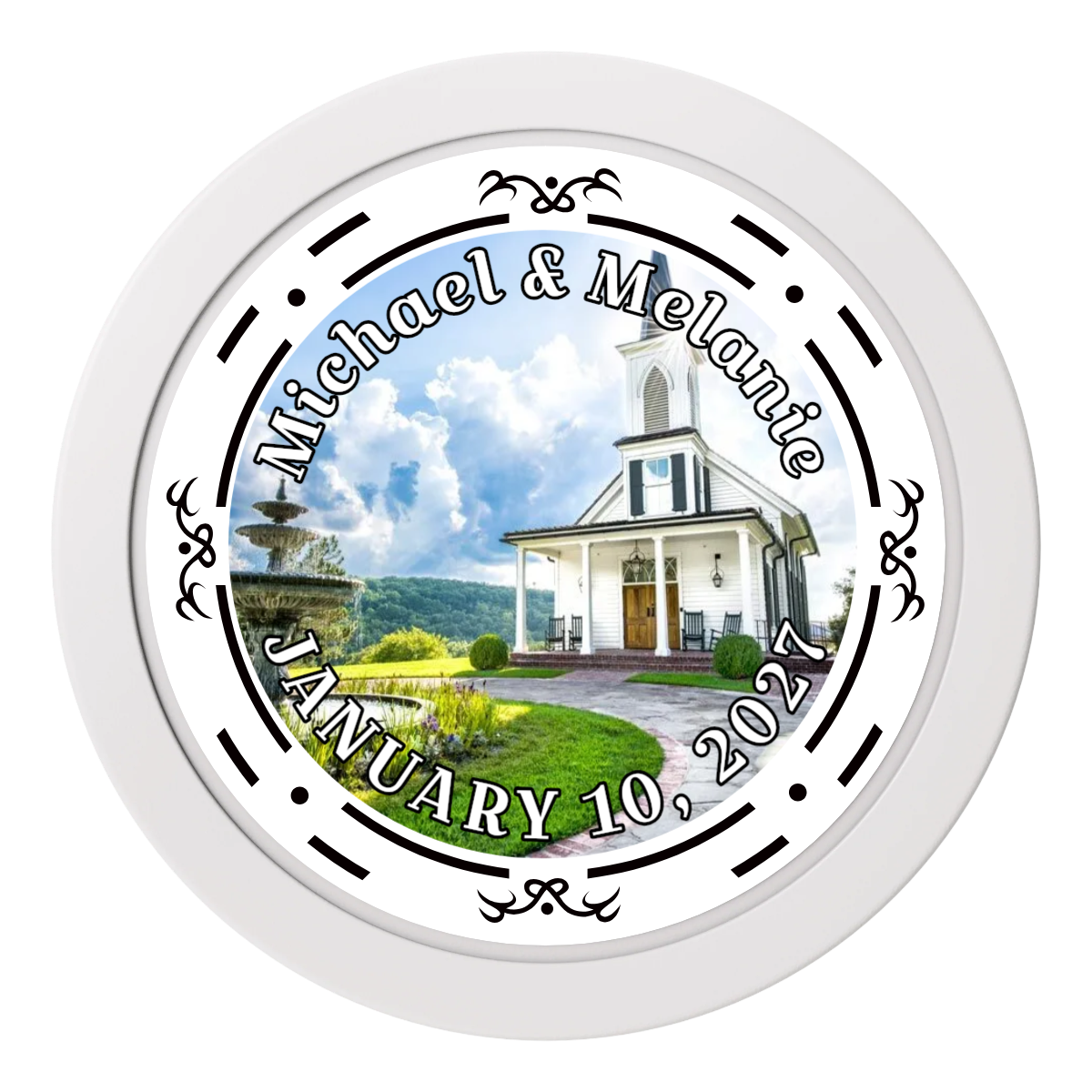 Save the Date Element 2" Oversized Poker Chips - White - Back