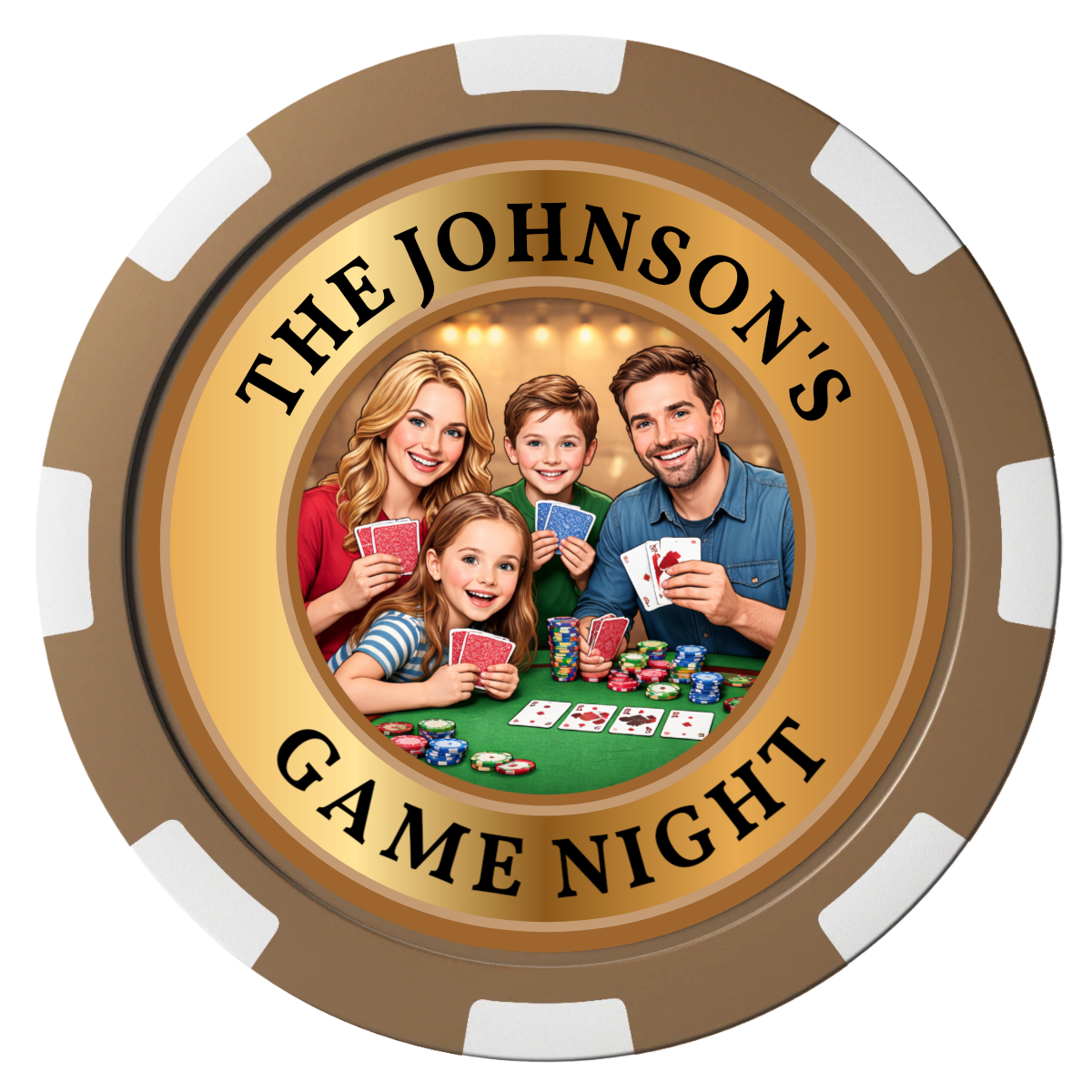 Family Game Night Composite Poker Chips - Brown / 8 Spot - Front
