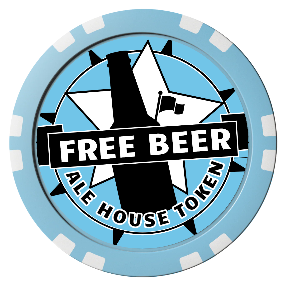 Free Beer Drink Composite Poker Chips - Light Blue / Double Stripe - Front