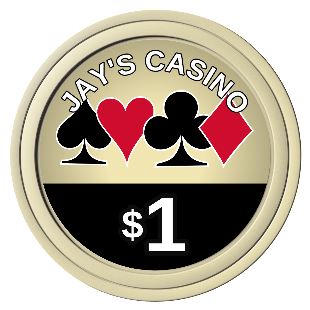 Jay's Casino Composite Poker Chips - Ivory / Solid - Front