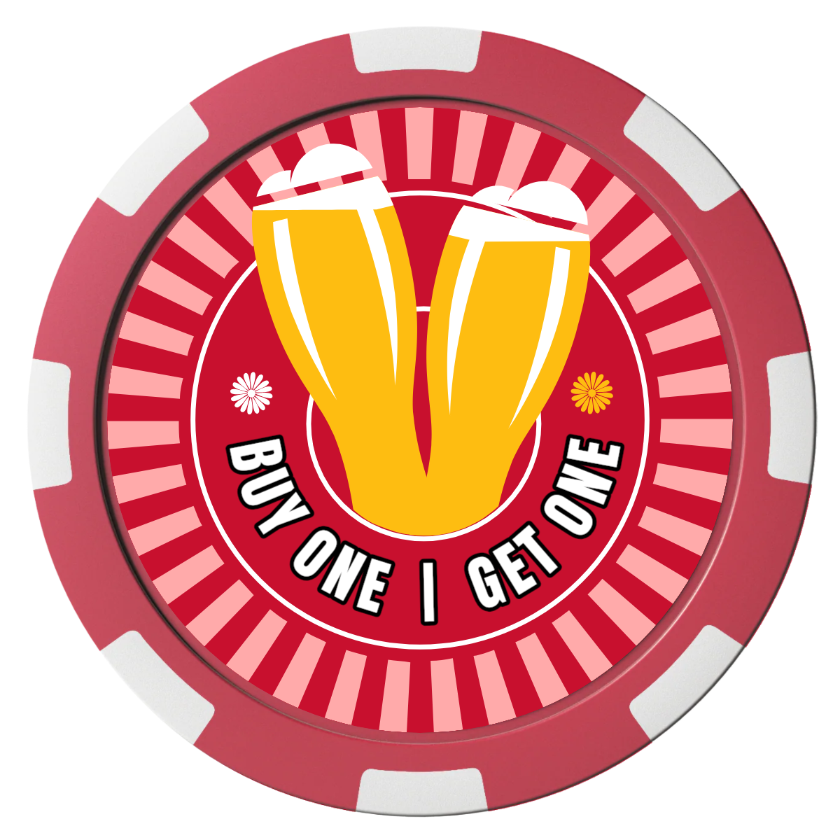 Double Pint Magnetic Composite Poker Chips - Red / 8 Spot - Front