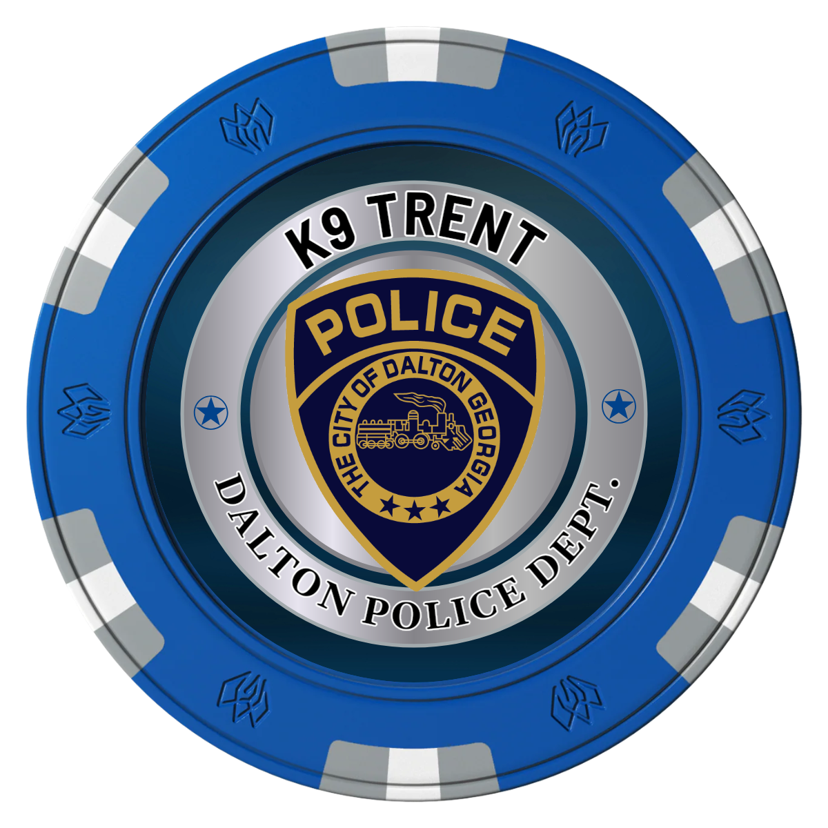 K-9 Trent Clay Poker Chips - Blue / 6 Spot Gem / 40mm - Back
