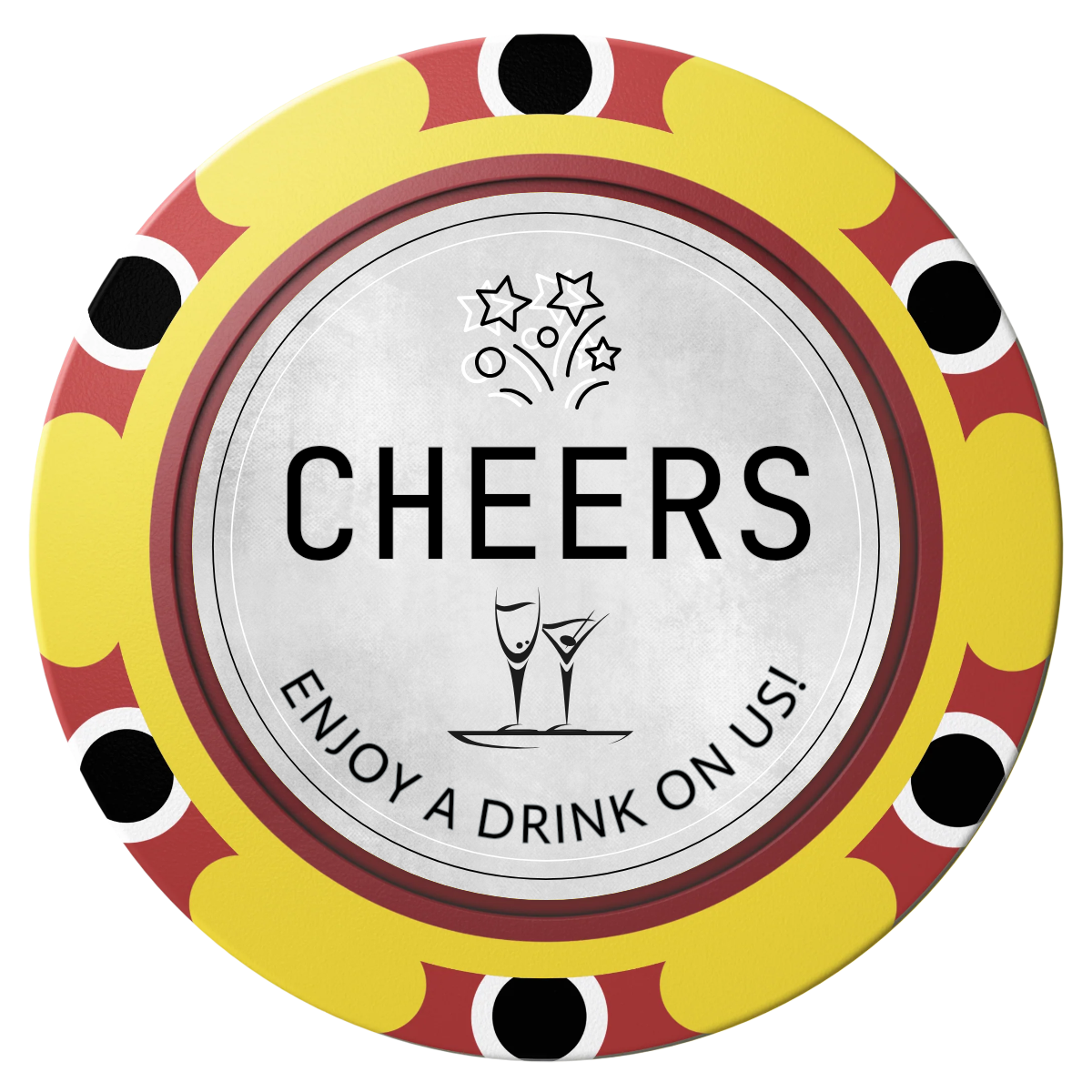 Chique Wedding Token Clay Poker Chips - Yellow / Monte Carlo / 40mm - Front