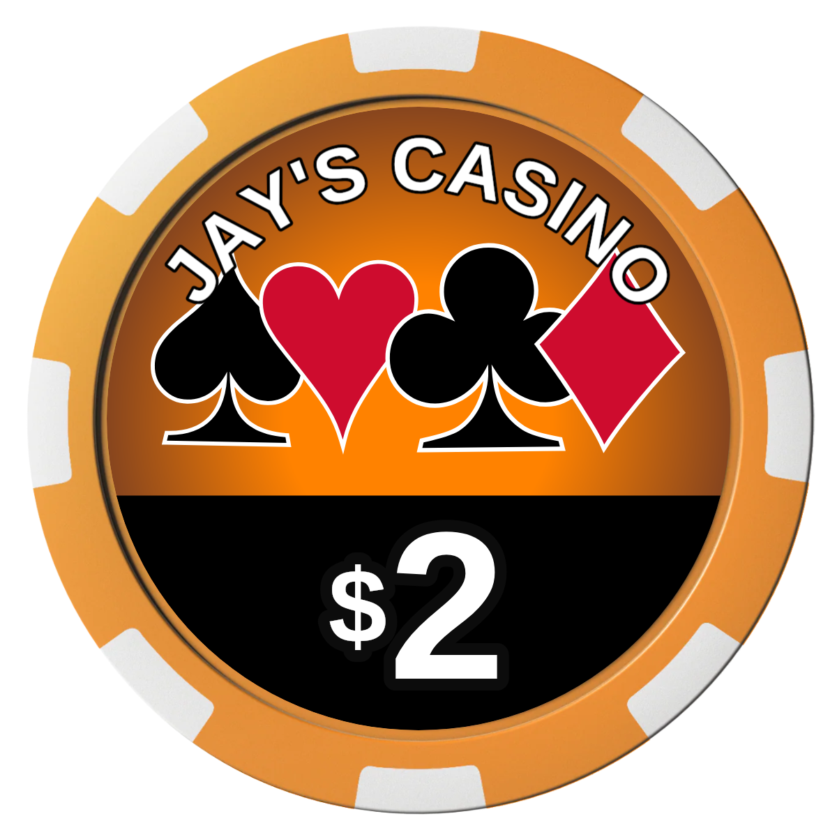 Jay's Casino Composite Poker Chips - Orange / 8 Spot - Front