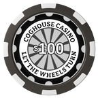 Cog House Composite Poker Chips - Black / 8 Spot - Front