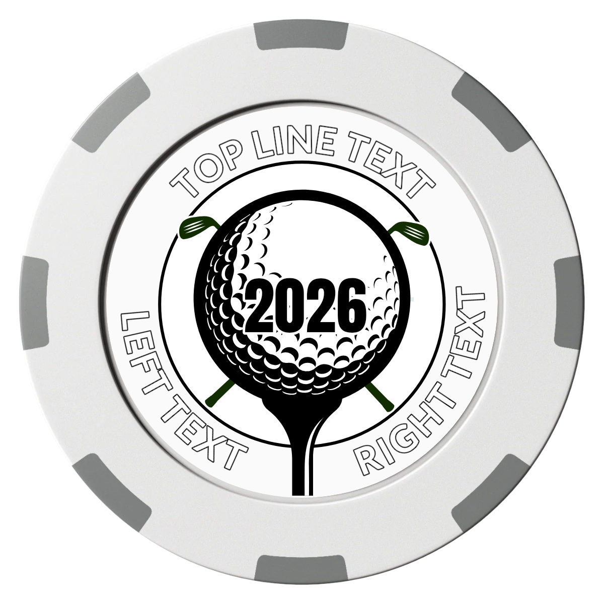 Tee it up Clay Poker Chips - White / 8 Spot (2 Tone) / 40mm - Front