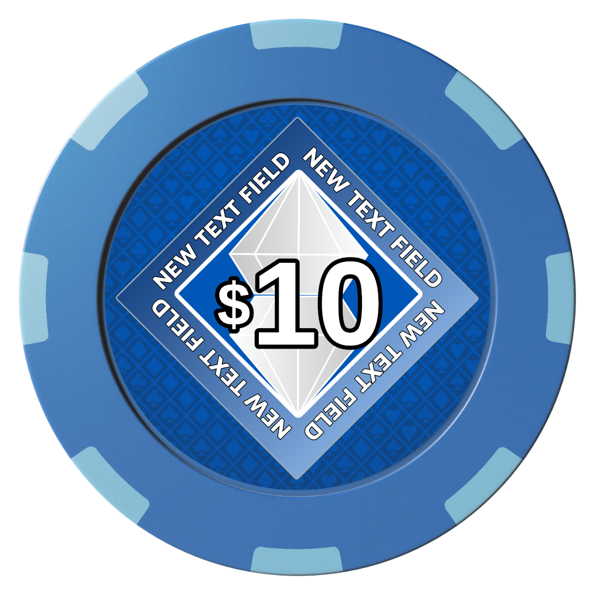 Diamond in the Rough Clay Poker Chips - Blue / 8 Spot (2 Tone) / 40mm - Front